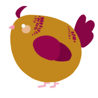 A ochre and maroon chicken with a neck-band pattern