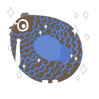 A bark and ultramarine chicken with a lace pattern