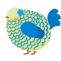 A lemon and sapphire chicken with a lace pattern