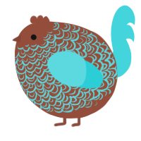 A russet and aqua chicken with a double-lace pattern