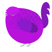 A amethyst and violet chicken with a half-lace pattern