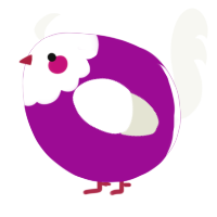 A plum and white chicken with a head pattern