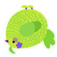 A lime and grass chicken with a lace pattern