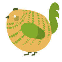 A honey and chartreuse chicken with a bar pattern