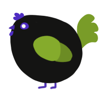 A black and chartreuse chicken