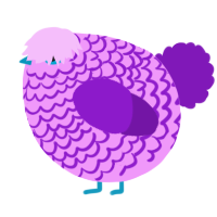 A lavender and violet chicken with a lace pattern