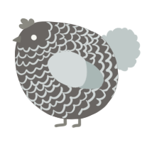 A grey and silver chicken with a lace pattern