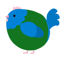 A leaf and sapphire chicken with a head pattern