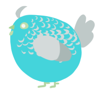 A aqua and silver chicken with a half-lace pattern