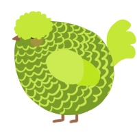 A chartreuse and lime chicken with a lace pattern