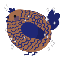 A brown and navy chicken with a lace pattern