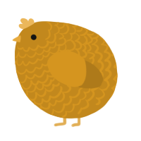 A ochre chicken with a lace pattern