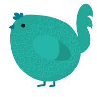 A turquoise chicken with a double-lace pattern