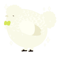 A white chicken with a half-lace pattern