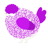 A white and amethyst chicken with a double-lace pattern