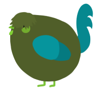 A olive and teal chicken