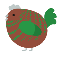 A russet and viridian chicken with a bar pattern