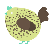 A lemon and bark chicken with a speckle pattern