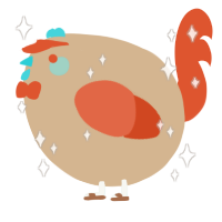 A beige and vermilion chicken