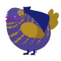 A overcast and ochre chicken with a bar pattern
