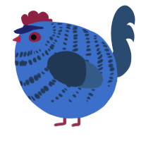 A gold and beige chicken with a bar pattern