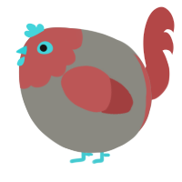 A ash and red chicken with a head pattern
