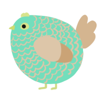 A mint and beige chicken with a lace pattern