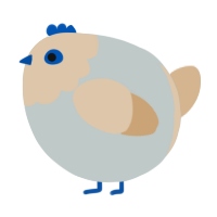 A silver and beige chicken with a head pattern