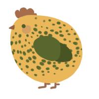 A honey and olive chicken with a speckle pattern