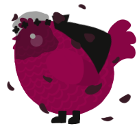A maroon chicken with a lace pattern