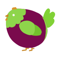 A wine and grass chicken with a head pattern