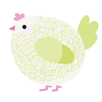 A white and lemon chicken with a double-lace pattern