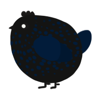 A black and tumblr chicken with a speckle pattern