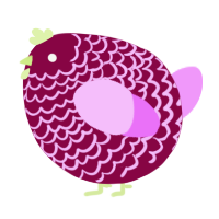 A maroon and lavender chicken with a lace pattern