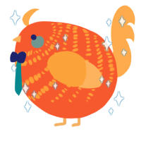 A cerulean and ultramarine chicken with a bar pattern