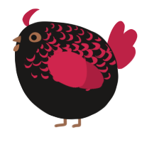 A sable and crimson chicken with a half-lace pattern