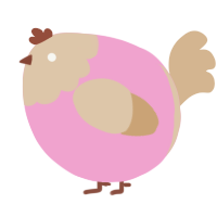 A pink and beige chicken with a head pattern