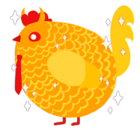 A ochre and honey chicken with a lace pattern