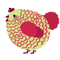 A lemon and crimson chicken with a lace pattern
