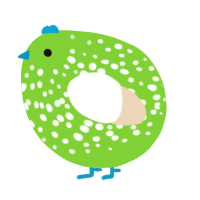 A grass and cream chicken with a speckle pattern