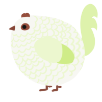 A white and apple chicken with a lace pattern