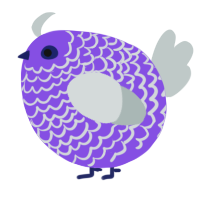 A blurple and silver chicken with a lace pattern