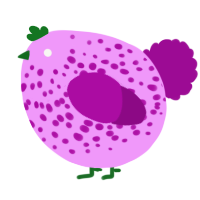 A lavender and plum chicken with a speckle pattern