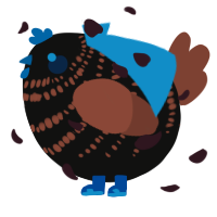 A black and russet chicken with a bar pattern