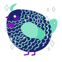 A navy and mint chicken with a lace pattern