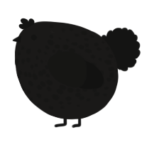A sable and black chicken with a speckle pattern