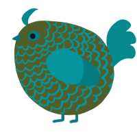 A olive and teal chicken with a lace pattern