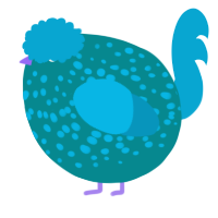 A teal and cerulean chicken with a speckle pattern