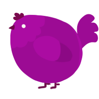 A plum chicken with a head pattern