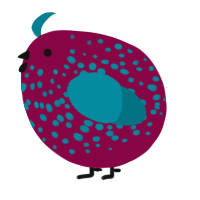 A maroon and sea chicken with a speckle pattern